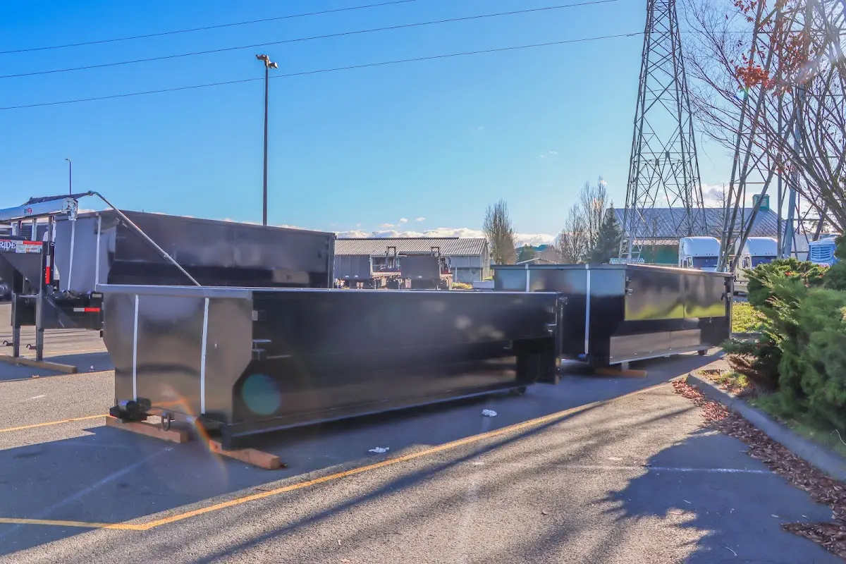 Roll-off dumpster ready for waste disposal at job site for Commercial Dumpster Rental in Raytown